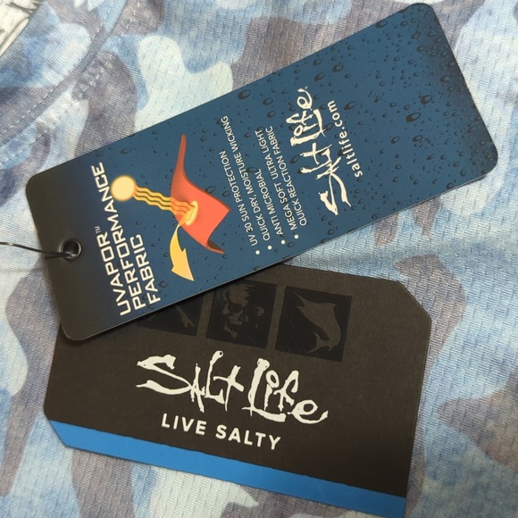 Salt Life SLX UVAPOR Long Sleeve Shirt Size Medium in Baby Blue Camo NWT - Picture 6 of 10